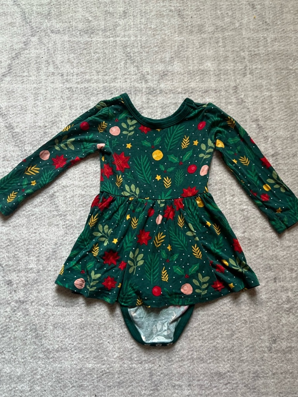 Little Sleepies Holly Jolly Christmas LS Twirl Dress with Bodysuit (3-6 months)